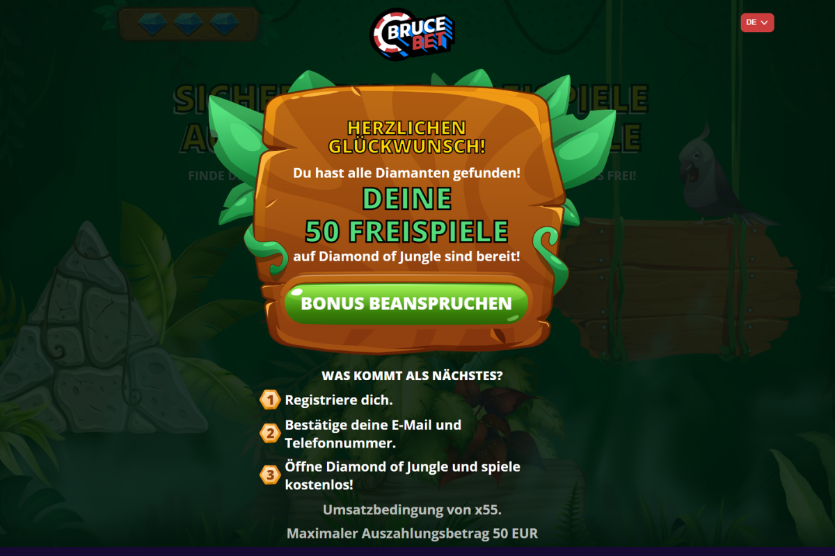Bruce Bet 50 Freispiele ohne Einzahlung Screenshot